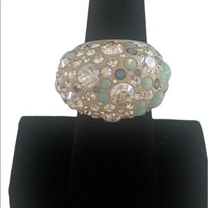 COPY - Swarovski crystal dome ring size 6.5. Light blue  (opal color) & crystal…